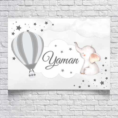 Balon ve Fil Temalı Doğum Günü Afişi 50X70 cm