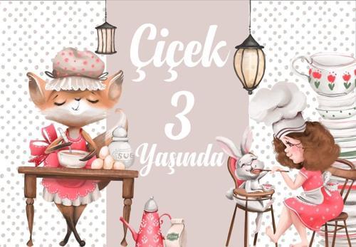 Aşçı Hayvanlar Temalı Doğuım Günü Afişi 35X50 cm