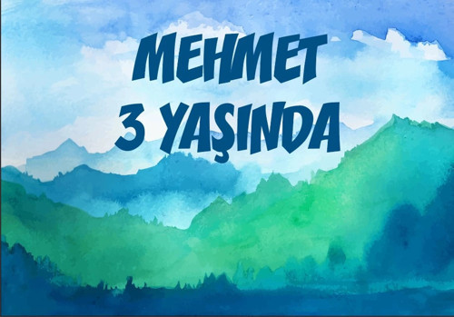 Sulu Boya Dağlar Doğum Günü Afişi 35X50 cm