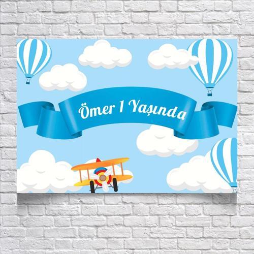 Uçak Gökyüzü Temalı Doğum Günü Afişi 50X70 cm