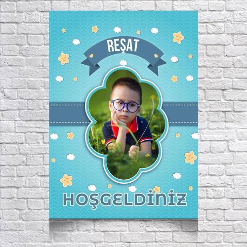 Mavi Temalı Doğum Günü Karşılama Afişi 50X70 cm