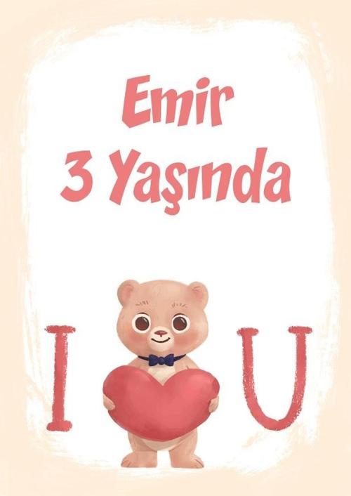 I love You Ayı Temalı Doğum Günü Afişi 50X70 cm