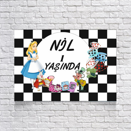 Alice Harikalar Diyarından Doğum Günü Afişi 100X150 cm