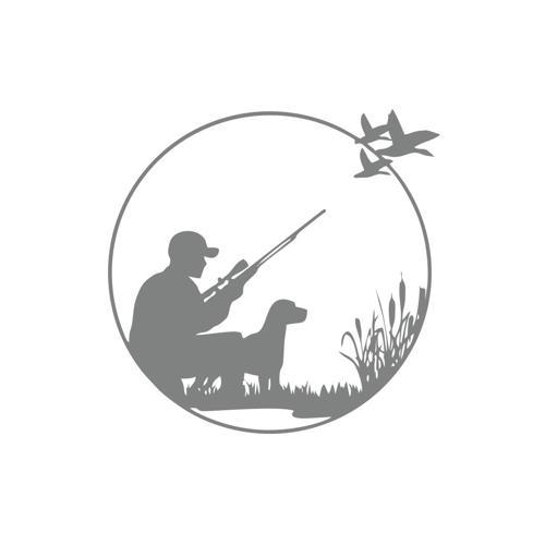 Avcı ve Av köpeği Sticker 17x17 Cm Gri