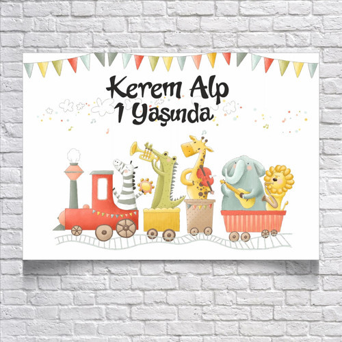 Safari Treni Temalı Doğum Günü Afişi 50X70 cm