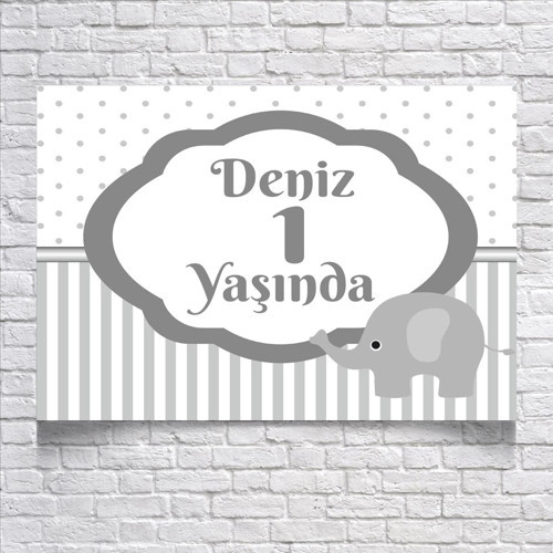 Çizgili Fil Temalı Doğum Günü Afişi 70X100 cm
