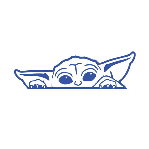 Baby Yoda Araba Stickeri 17x17 Cm Mavi