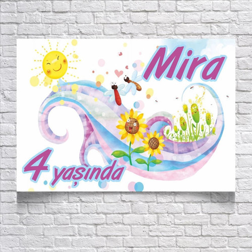 Güneş Ve Ayçiçeği Temalı Doğum Günü Afişi 70x100 Cm