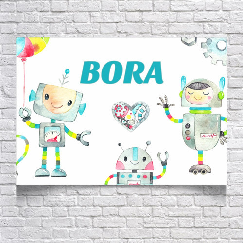 Robot Temalı Doğum Günü Afişi 50X70 cm