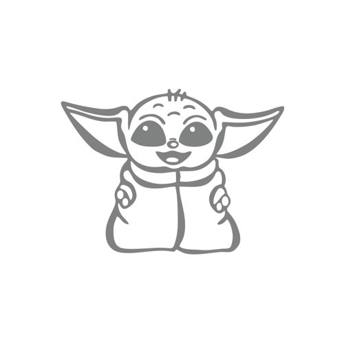 Baby Yoda Araba Stickeri 17x17 Cm Gri