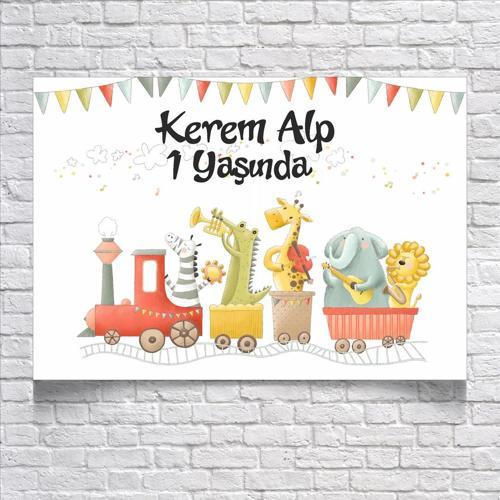 Safari Treni Temalı Doğum Günü Afişi 70X100 cm