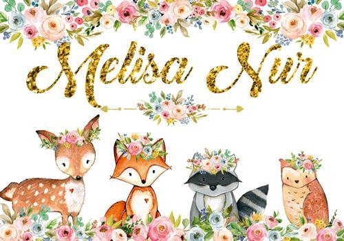 Sevimli Hayvanlar Çiçekli Doğum Günü Afişi 70X100 cm