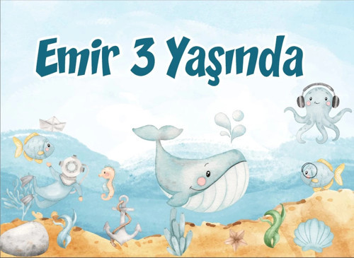Deniz Yaşamı Doğum Günü Afişi 50X70 cm