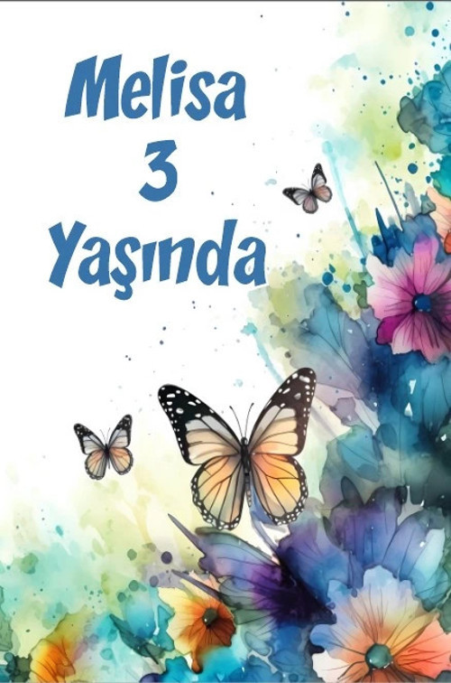 Turuncu Kelebekler Temalı Doğum Günü Afişi 50X70 cm