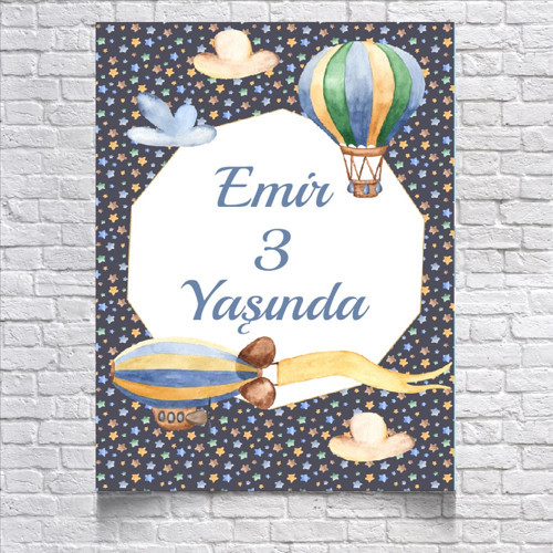 Balon Temalı Doğum Günü Afişi 50X70 cm