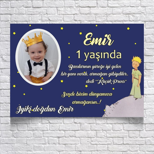 Küçük Prens Temalı Doğum Günü Afişi Resimli 50x70 Cm