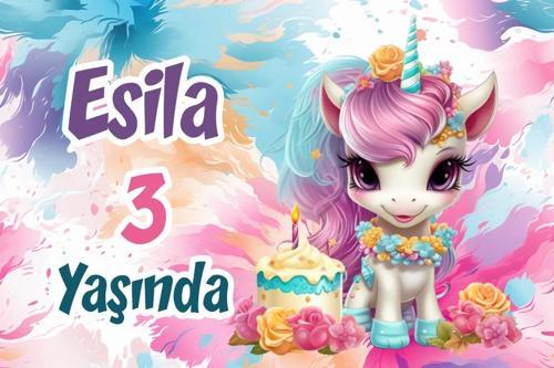 Pasta ve uNicorn Temalı Doğum Günü AFİŞİ -2 50X70 cm