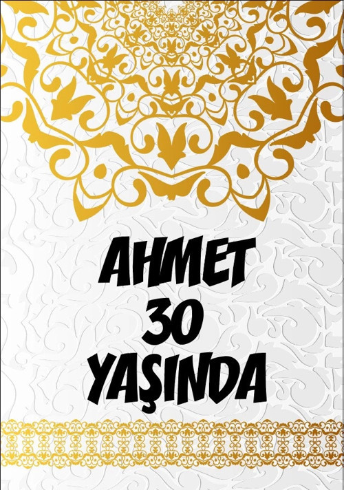 Beyaz Desenler Klasik Temalı Doğum Günü Afişi -3 50X70 cm