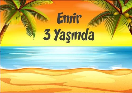 Ada ve Deniz Temalı Doğum Günü Afişi 50X70 cm