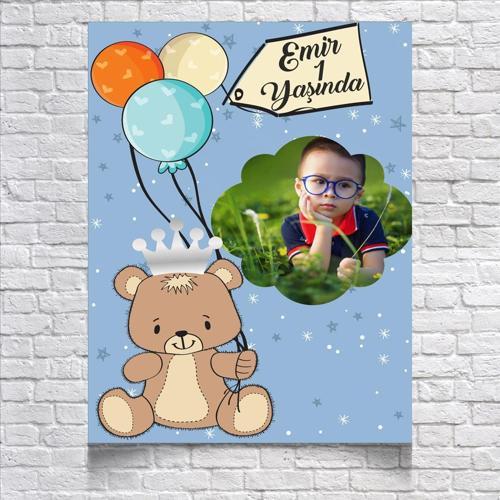 Balon ve Ayıcıklı Doğm Günü Afişi 70X100 cm