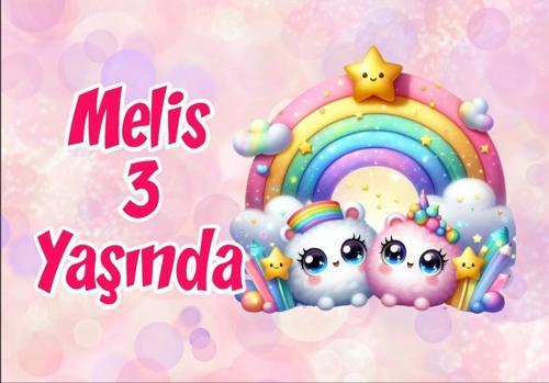 Gökkuşağı Temalı Doğum Günü Afiş 50X70 cm