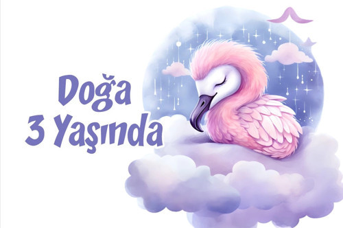 Sevimli Kuş Temalı Doğum Günü Afişi 70X100 cm