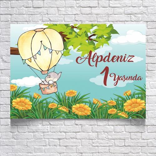 Balon Temalı Doğum Günü Afişi 100X150 cm