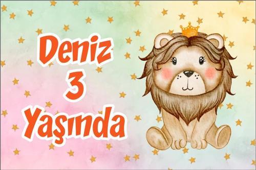 Sevimli Aslan Temalı Doğum Günü Afişi 50X70 cm