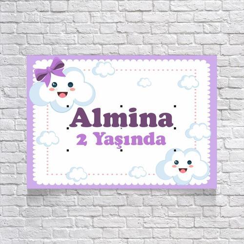 Bulutlar Temalı Doğum Günü Afişi 35X50 cm