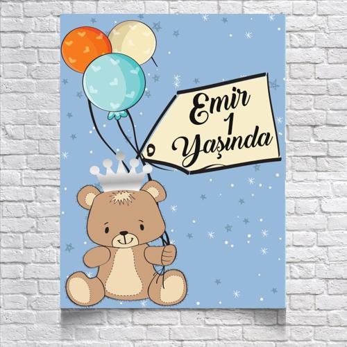 Balon ve Ayıcıklı Doğm Günü Afişi 50X70 cm