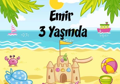 yaz sahil temalı doğum günü afişi 50X70 cm