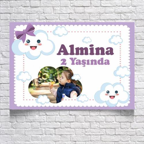Bulutlar Temalı Doğum Günü Afişi 50X70 cm