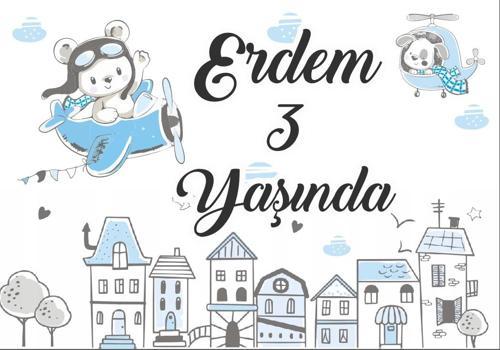 Uçan Ayıcık Temalı Doğum Günü Afişi 70X100 cm
