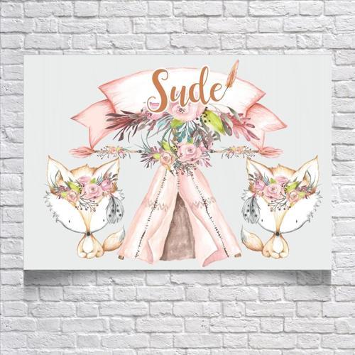 Çadır ve Tilki Temalı Doğum Günü Afişi 50X70 cm