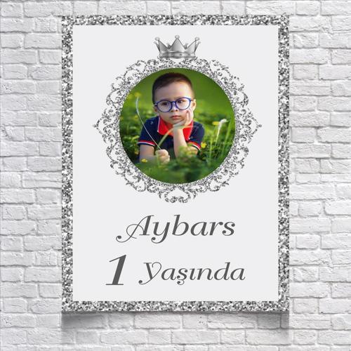 Gümüş Temalı Doğum Günü Afişi 100X150 cm