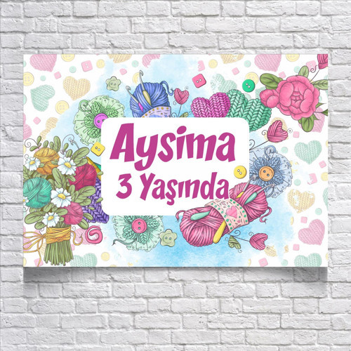 Çiçek Temalı Doğum Günü Afişi 35X50 cm