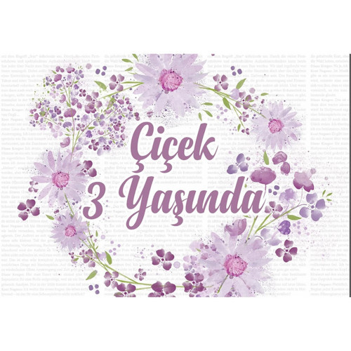 Çiçekler Temalı Doğum Günü Afişi -2 35X50 cm
