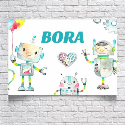Robot Temalı Doğum Günü Afişi 100X150 cm