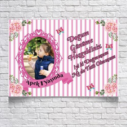 Çiçek Temalı Doğum Günü Afişi 70X100 cm