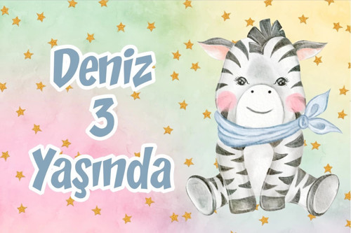 Sevimli Zebra Doğum Günü Afişi 50X70 cm