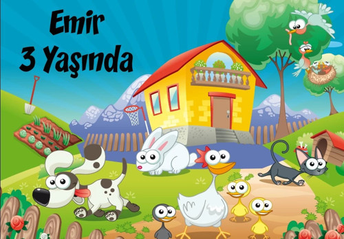 Çiftlik Temalı Doğum Günü Afişi 100X150 cm