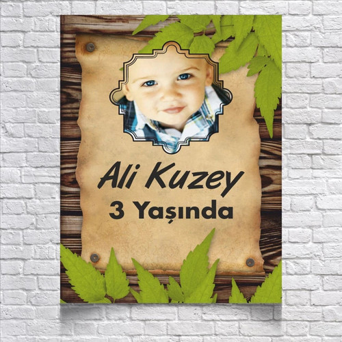 Eskitme Kağıt Temalı Doğum Günü Afişi Resimli 100x150 Cm