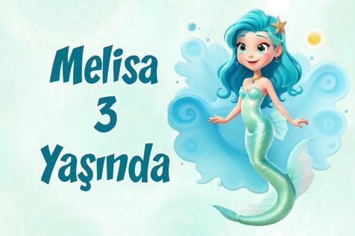 Deniz Kızı Temalı Doğum Günü Afişi -2 100X150 cm