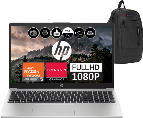255 G10 Amd Ryzen 5 7530U 8gb 1tb SSD Amd Radeon™ Grafik Windows 11 Pro 15.6" Fhd Taşınabilir Bilgisayar 8A547EAWP03 + Weblegelsin Çanta