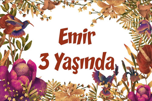 Sonbahar ve Kuşlar Temalı Doğum Günü Afişi -1 50X70 cm