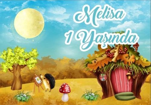 Resim Yapan kirpi Temalı Doğum Günü Afişi 50X70 cm