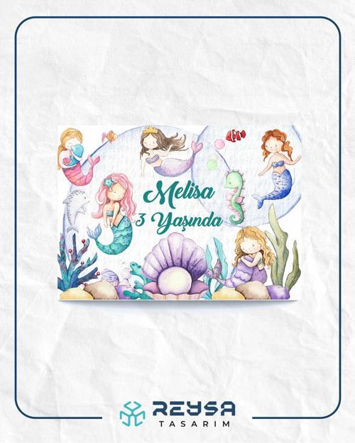 Deniz Kızı Temalı Doğum Günü Afişi 70X100 cm