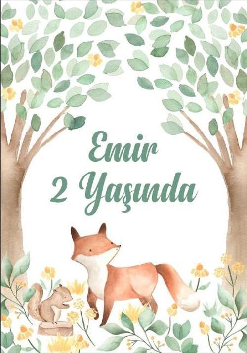 Tilki ve Orman Temalı Doğum Günü Afişi 50X70 cm