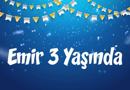 mavi bayraklı doğum günü afişi 70X100 cm