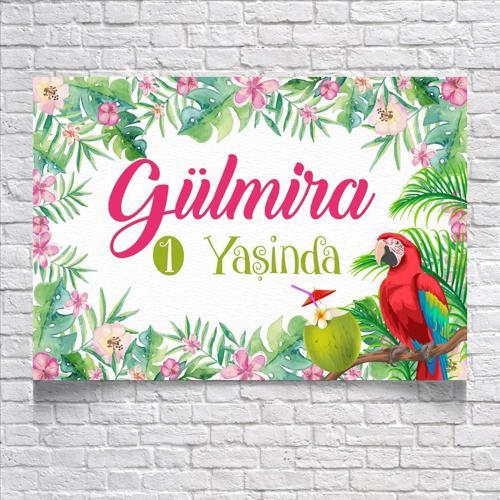 Tropikal Papağan Temalı Doğum Günü Afişi 70X100 cm